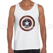 Capitán América escudo vintage impreso hombres tank tops Cap y Bucky texto blanco retro Estilo Chaleco hipster o-cuello singlets