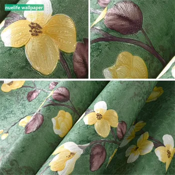 

American style dark green white flower pattern wallpaper living room bedroom children room wedding room TV background wallpaper