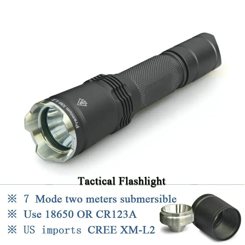 

2019 NEW Tactical flashlight cree xm l2 cr123 18650 rechargeable flashlight led waterproof high power torch for military lamp