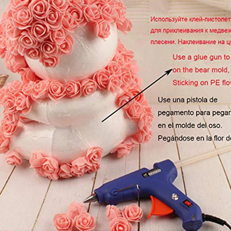 1 шт. розовый медведь из пены плюшевый мишка формы DIY Свадебные украшения Искусственные цветы Роза Медведь Дети День Рождения Декор День Святого Валентина подарок