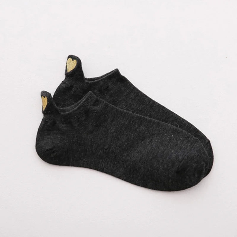HIBISMIX Для женщин вышивка носки с принтом в форме сердца 1 пара новая х/б ткань Повседневное носки для девочек, носки для студентов S0009