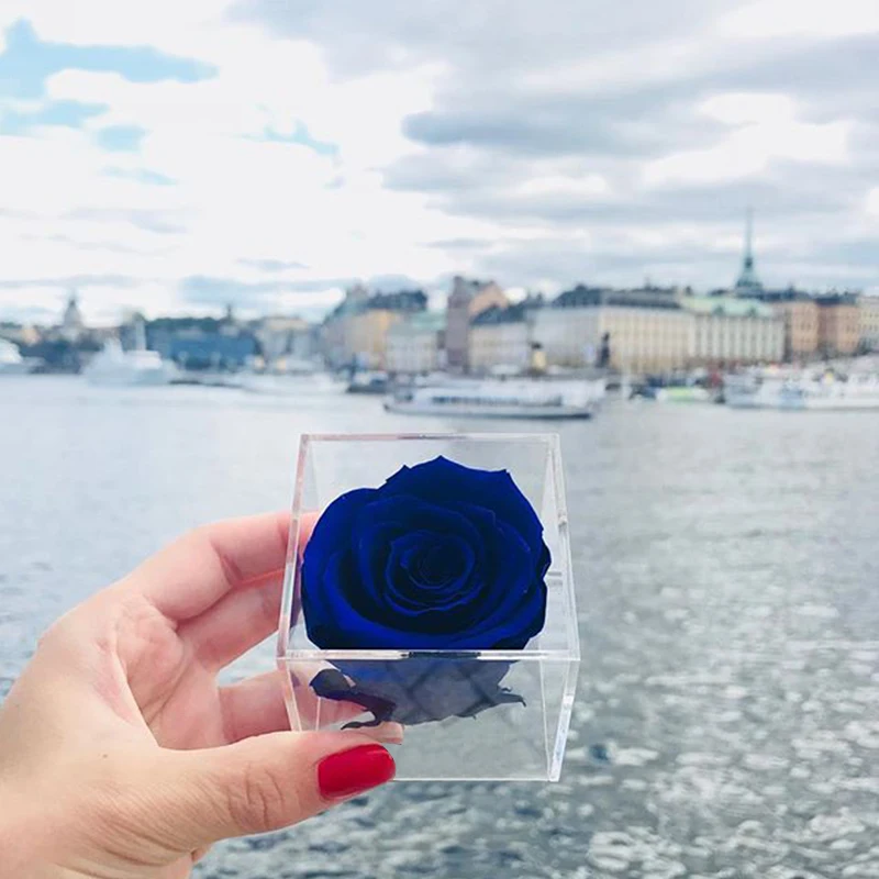 

Christmas Acrylic Flower Box One Hole Rose Small Boxes Xmas Valentine's Day Present Surprise Romantic Gift