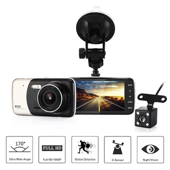 

Car DVR 4" IPS Screen Video Recorder Car Camera Dual Lens FHD 1080P Dash Cam Night Vision G-sensor Registrar + Rear View Camera