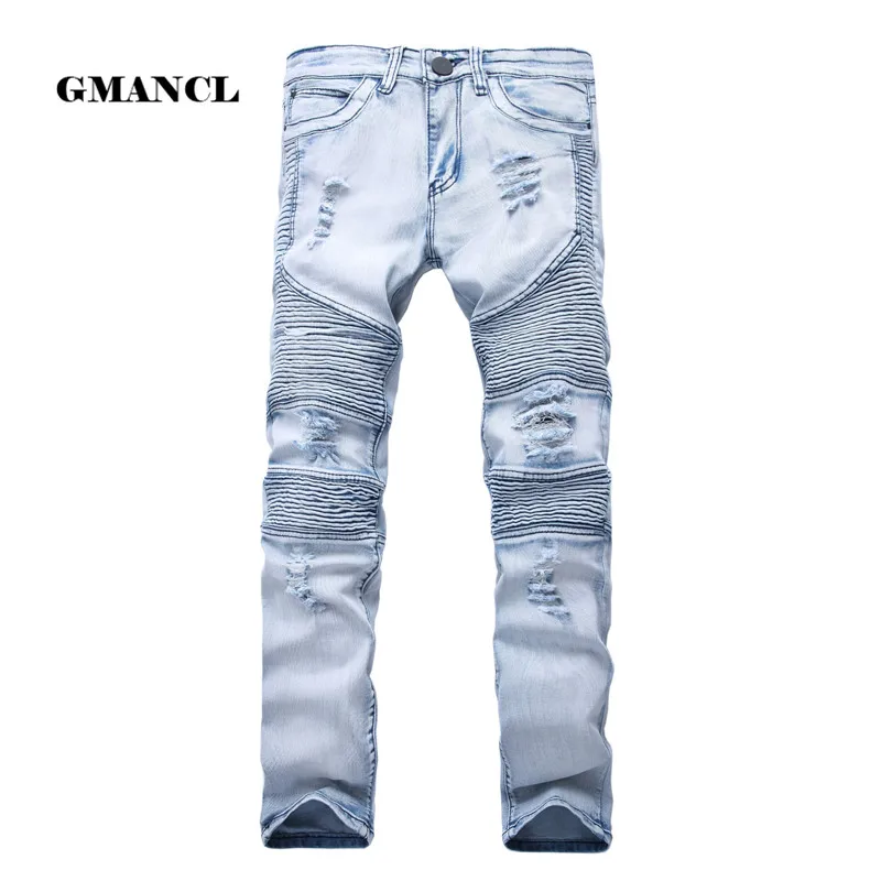 2018 Mens Skinny Jean Distressed Slim Elastic Jeans Denim Biker Jeans Hip hop Pants Washed Ripped Jeans plus size 28-42,YA558 2018 Mens Skinny Jean Distressed Slim Elastic Jeans Denim Biker Jeans Hip hop Pants Washed Ripped Jeans plus size 28-42,YA558