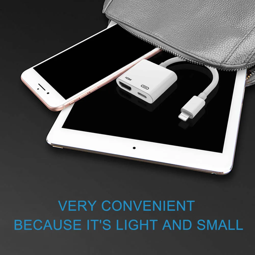 For Lightning Digital AV Adapter with Light-ning Charging Port for HD TV Monitor Projector 1080P for iPhone/iPad/Pod/iOS 11-12.1 For Lightning Digital AV Adapter with Light-ning Charging Port for HD TV Monitor Projector 1080P for iPhone/iPad/Pod/iOS 11-12.1