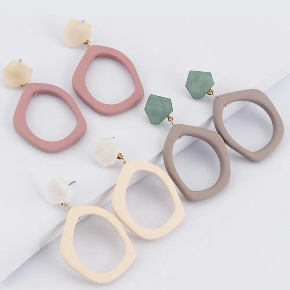 

2019 New Style Temperament Simple Wild Acrylic Hollow Geometric Earrings Irregular Resin Earrings For Women Party Jewelry