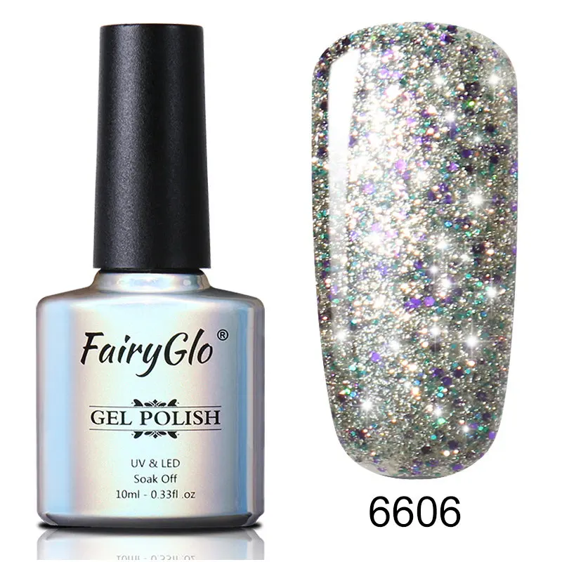 FairyGlo 10 мл Блестящий лак для ногтей Soak Off Semi Perment Nail Art Гибридный лак для стемпинга Эмаль Гель-лак Vernis Ongle - Цвет: 6606