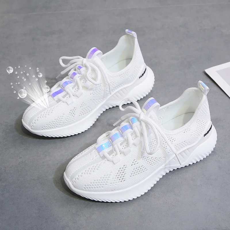 

Lightweight Comfortable Women's Sneakers 2019 Summer Black White Mesh Breathable Glitter Shoes Woman Trainers Basket Femme