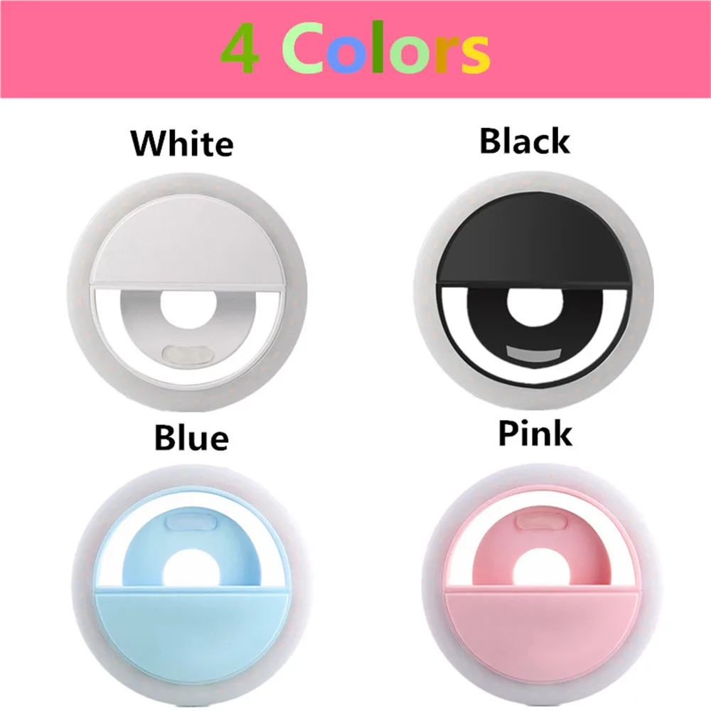 LED ringlight Portable Flash Led Camera Clip-on phone Selfie ring light video light Night Enhancing light for Selfie Lamp