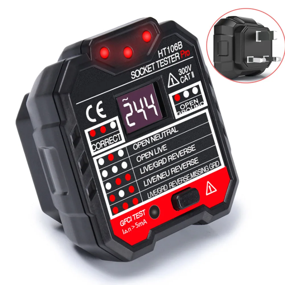 

Electric Socket Tester Electric Leakage Detection Plug and Play for Home Factory WWO66