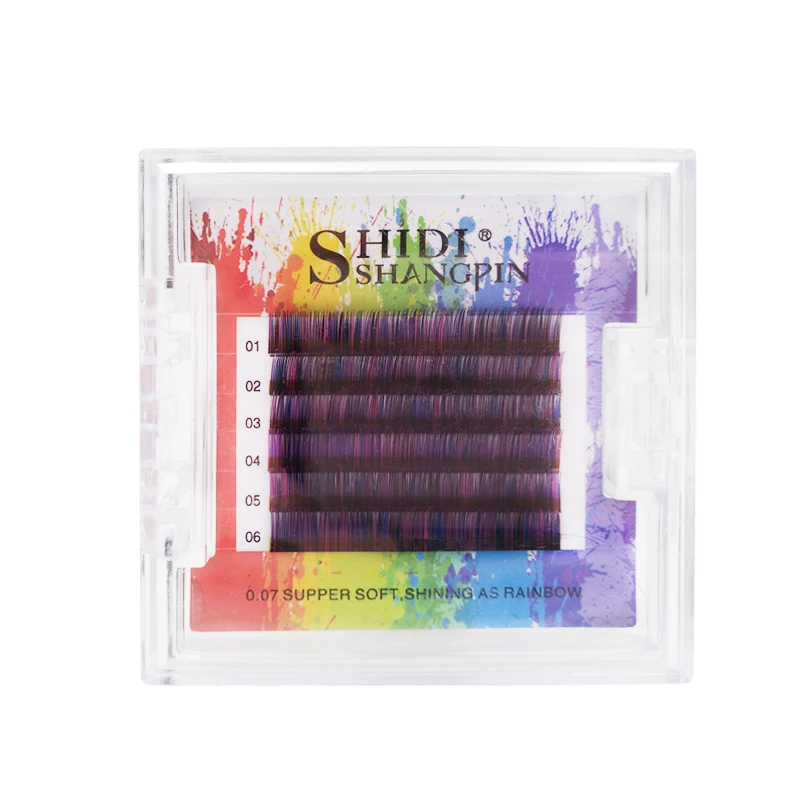 

YSDO rainbow colored 6 Rows C curl 0.07mm eyelash extension 3d mix mink eyelash 10-11mm extension colorful cilia fake eyelashes