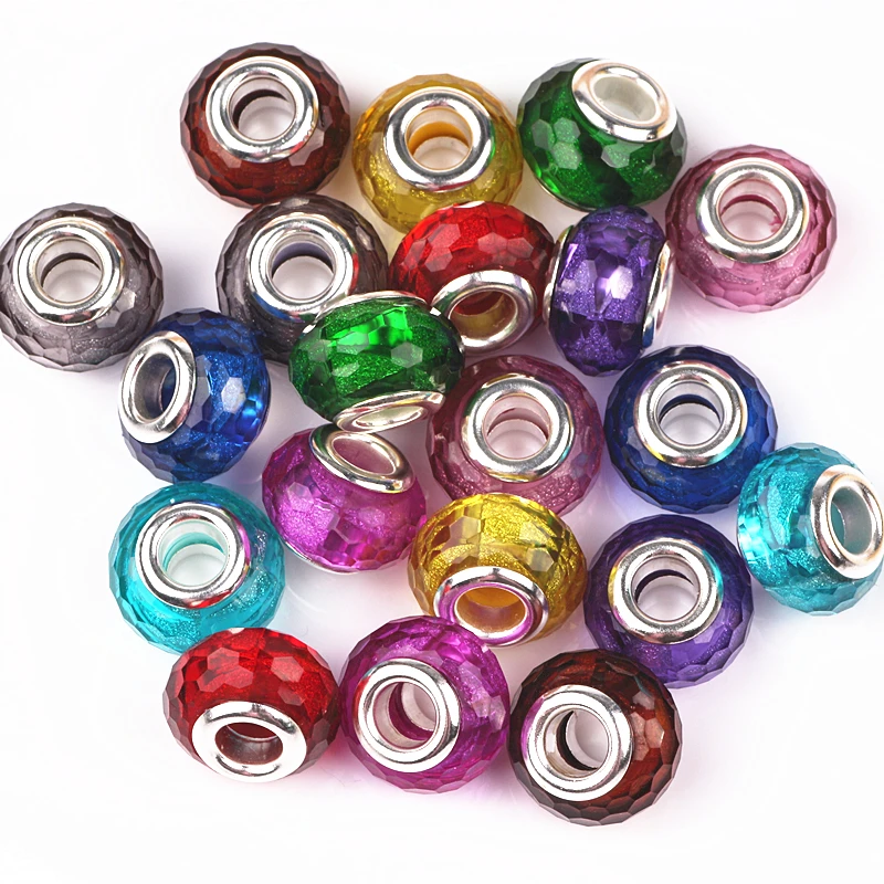 Buy 14mm Mix Color Acrylic 100pcs Cut&Faceted Big Hole