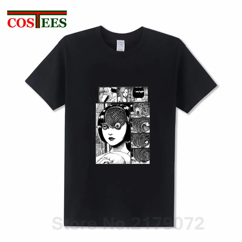 Uzumaki/Хлопковые футболки для мужчин Junji Ito футболка с ужасом и мангой мужская