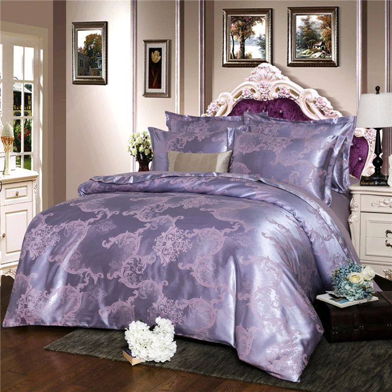 4pcs Silk Cotton Satin Jacquard Luxury Chinese Bedding Set Queen
