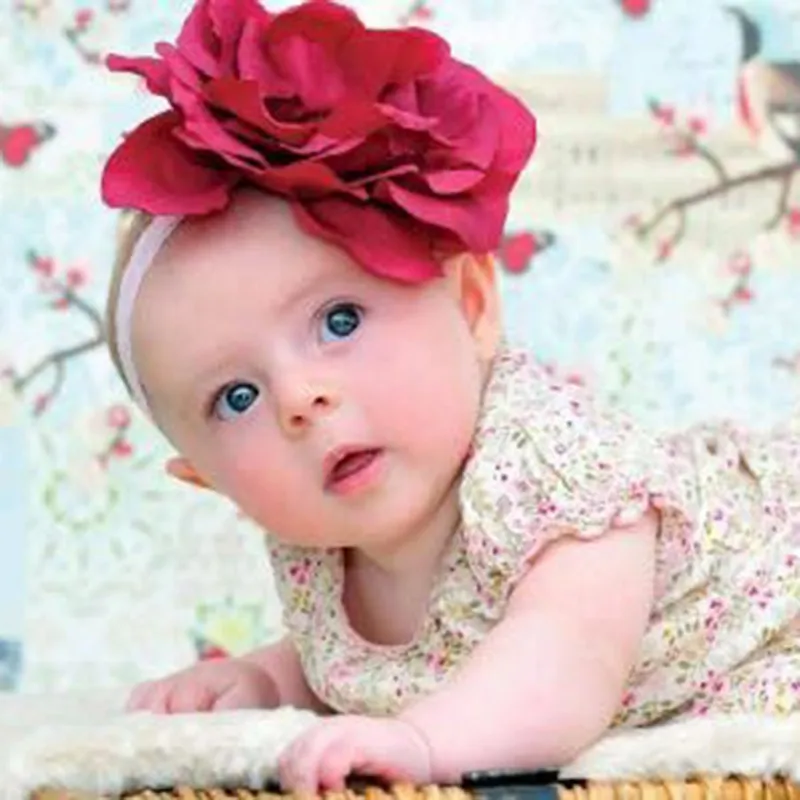 

Baby Girl 3D Big Flower Headband Children Elastic Headwear Princess Party hair Accessories for 0 to 1 Years