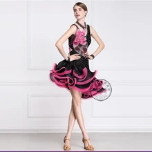 Настроить ручной работы под заказ; цветочный Рисунок; со стразами; латинская Румба ча-ча танго конкурс латиноамериканских танцев платье