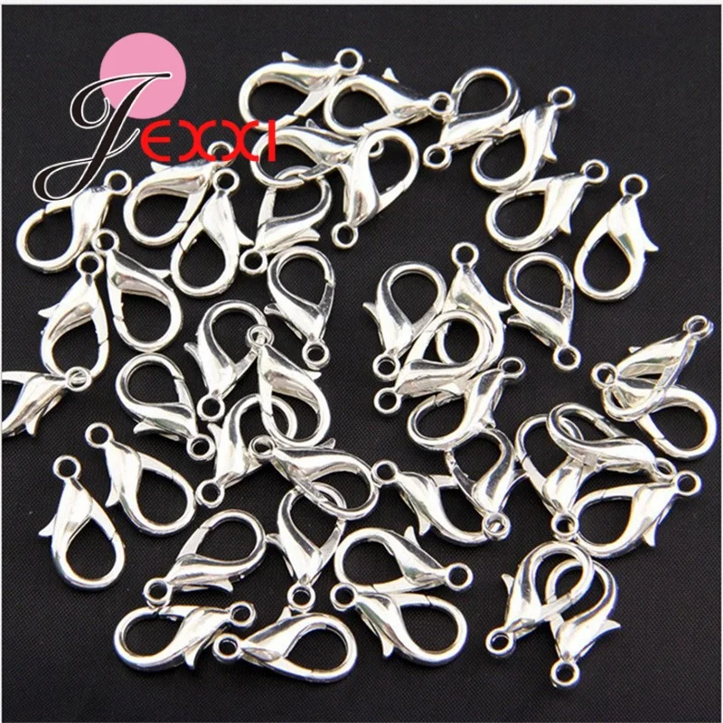 

100PCS/lot Classic Lobster Clasp Hooks for Necklace Bracelet Making Fine 925 Sterling Silver Jewelry Women Accessories