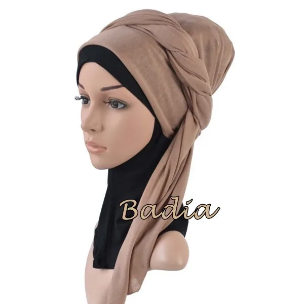 Один кусок Хиджаб Женский вискозный Джерси-шарф Мусульманский Исламский сплошной простой Джерси хиджабы Макси шарфы мягкие шали 70x160 см