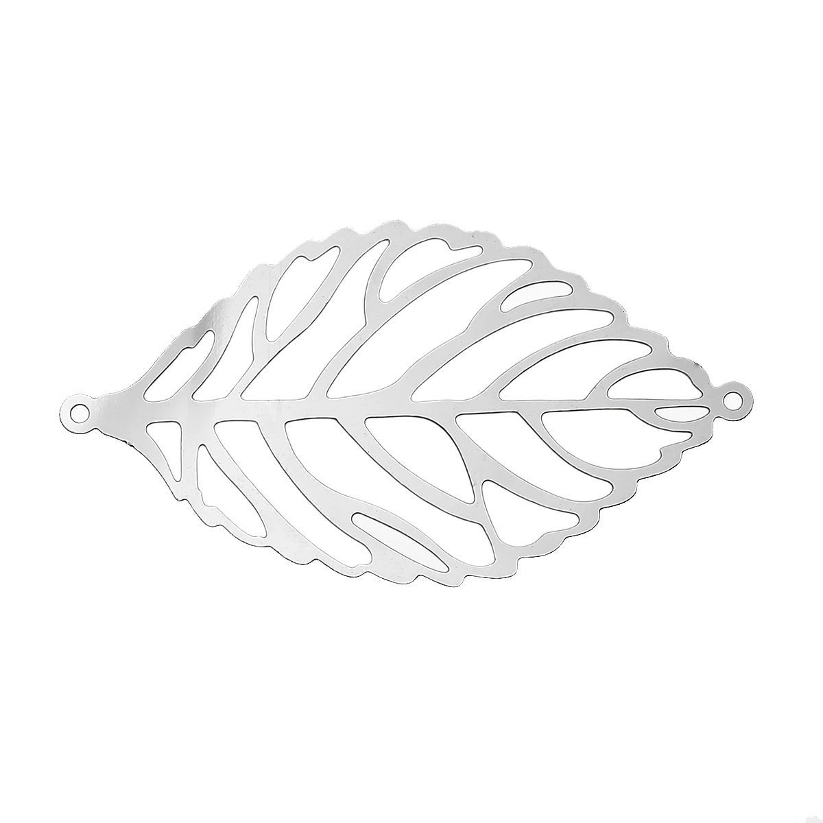 DoreenBeads Stainless Steel Connectors Findings Leaf Silver Tone Hollow