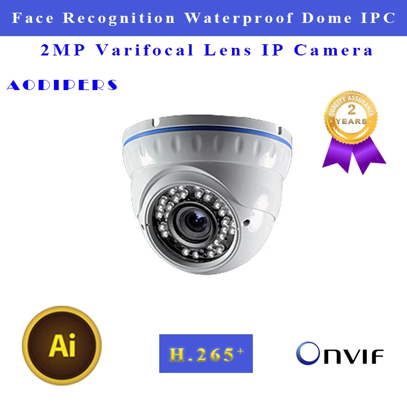Распознавание лица 1080P IP камера инфракрасная наружная поддерживает объектив 2,8-12 мм H.265 H.264 водонепроницаемая купольная камера для камеры безопасности