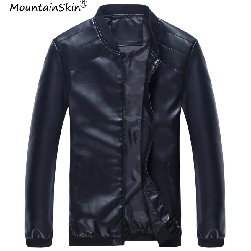 Мужские Куртки из искусственной кожи Mountainskin повседневные Тонкие с воротником