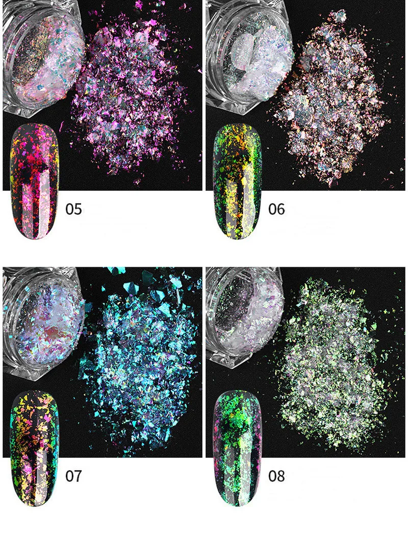 

Nail Glitter Powder Sequins Irregular Star Round Iridescent Nail Flakes Manicure Nail Art Decoration For Gel Polish