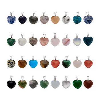 

Creative Heart Natural Gemstone Pendants for necklace bracelets Charms jewelry DIY making about 17~19mm long, 15~16mm wide