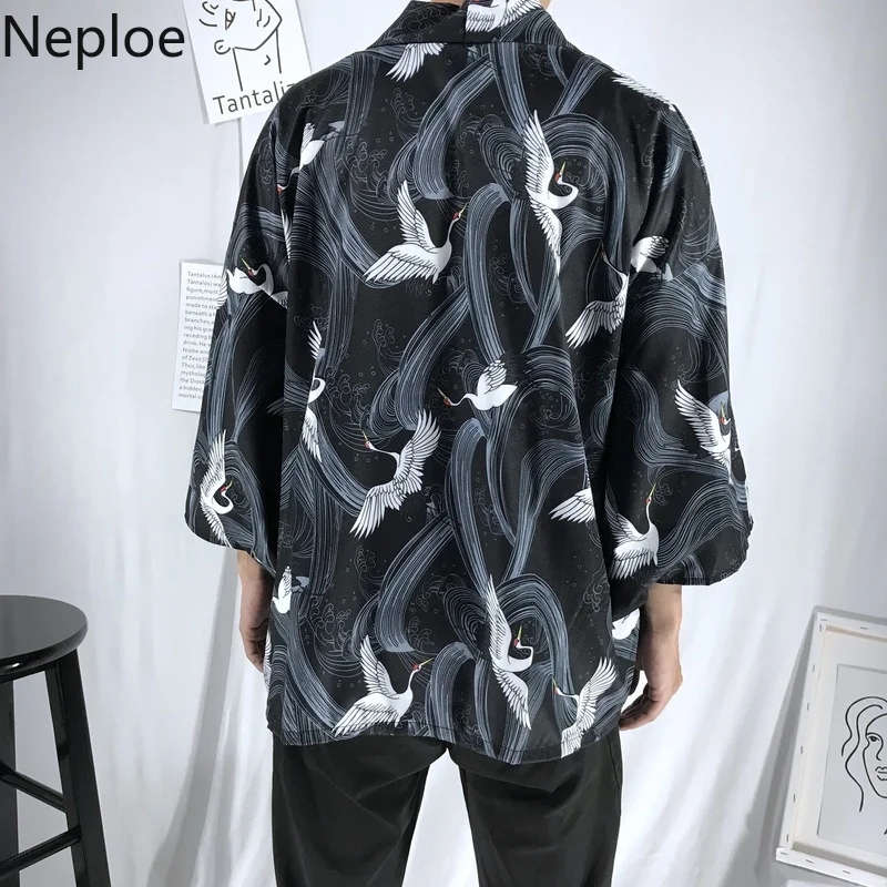 

Neploe Summer Black White Kimono Harajuku Ulzzang Chimono Vintage Print Women Shirts Tops Loose Oversized Chiffon Blouses 39460