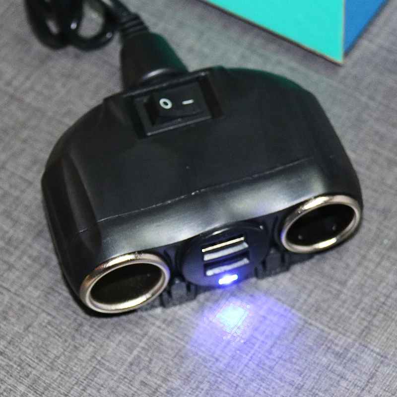 3 Way 2 USB Car Charger LED Auto Sockets Car Cigarette Lighter 12V/24V