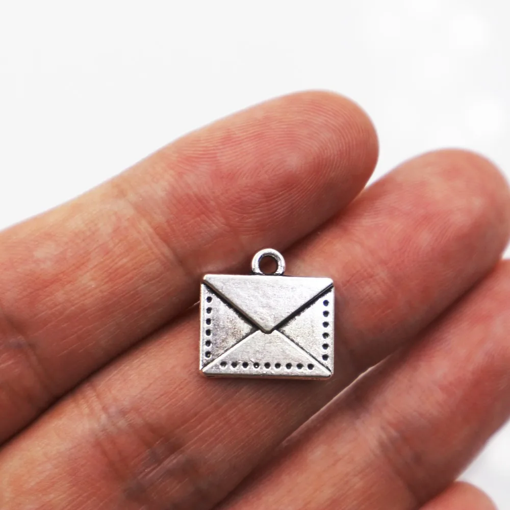 

25pcs Tibetan Silver Plated envelope Charms for Jewelry Making Accessories DIY 14.5*15*2mm
