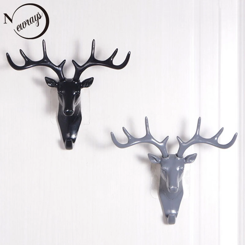 

Modern deer hook up animal key holder Nordic hanger home decor wall hooks with 3 colors ABS hanging bag key hat jewelry watch