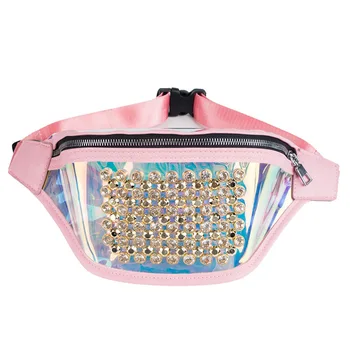 

Waist Packs Bag Women Jelly Bag Laser PVC Handbag Transparent Women's Leather Rivet Bag Torebki Damskie