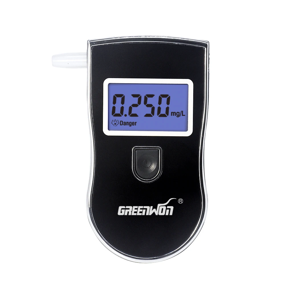 

GREENWON alcohol tester blue backlight CE & ROHS certificates breathalyzer breath alcohol tester AT-818 with mouthpieces