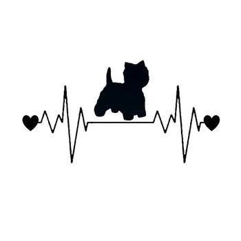 

20.3*10.6CM Westie Dog Heartbeat Lifeline Vinyl Decal Stylish Car Stickers Car Styling Truck Accessories Black/Silver S1-1320