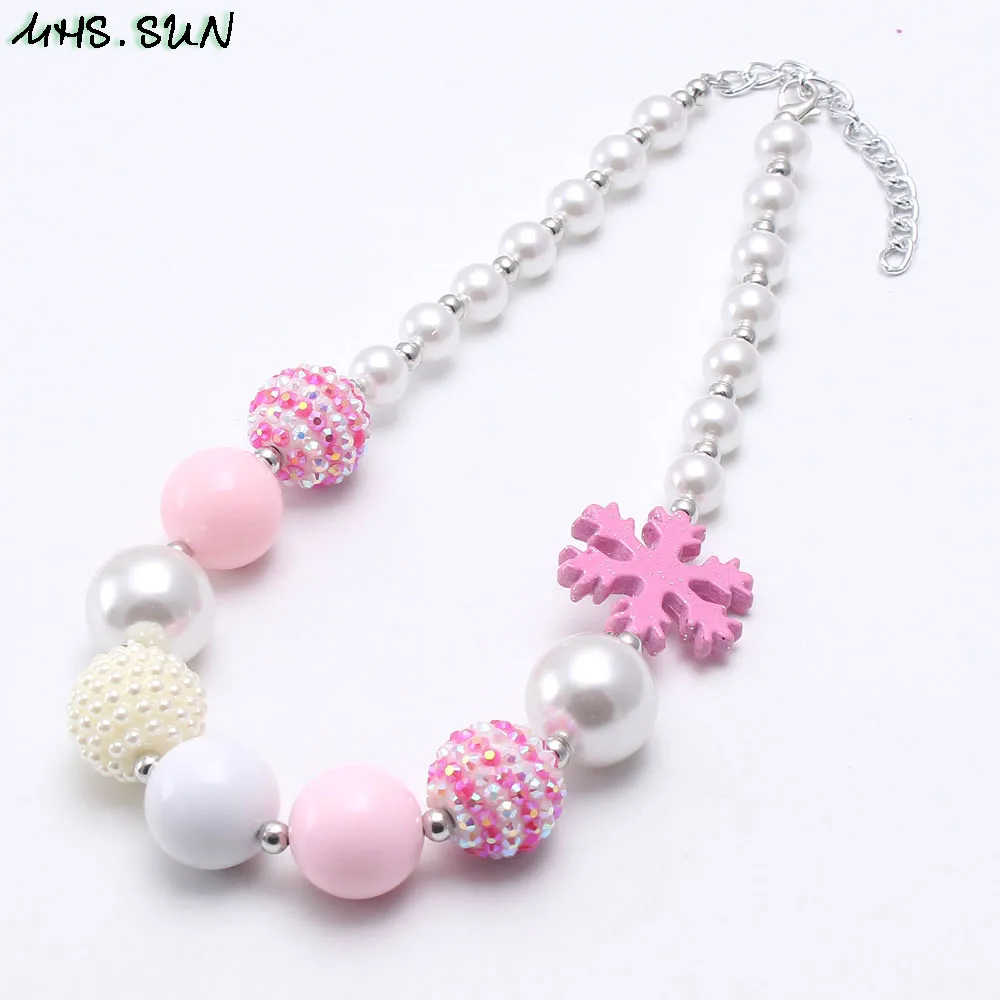MHS. SUN/ожерелье с бусинами для маленьких девочек, модный милый комплект массивной бижутерии со снежинками и бусинами - Окраска металла: only 1 necklace