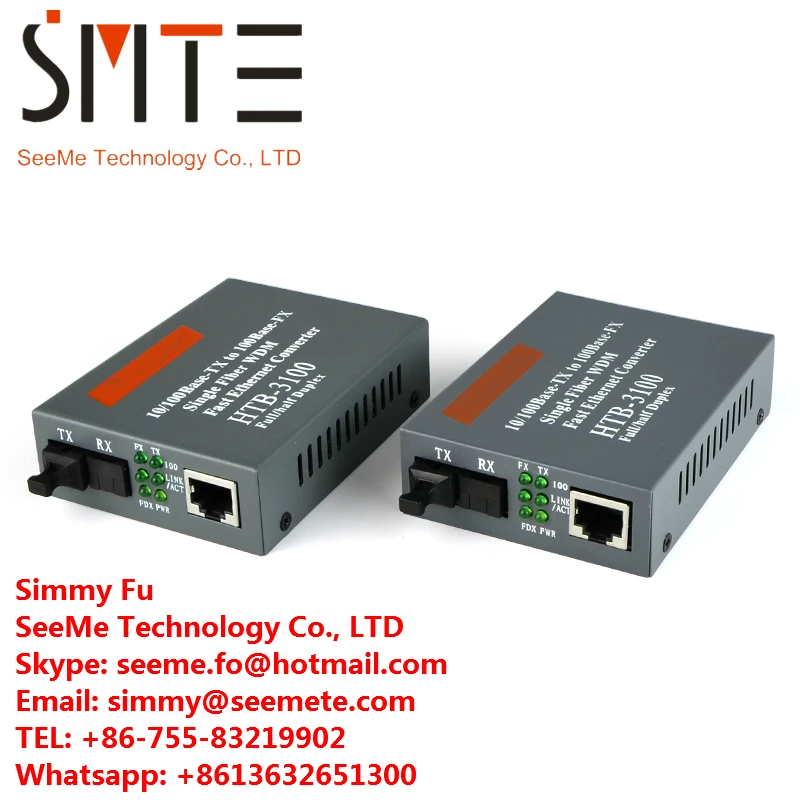 1 pair Htb-3100ab Optical Fiber Media Converter Single Fiber Converter 25km SC 10/100M Single mode A 1310nm-TX, B 1550nm-TX 10 100 ethernet fiber switch optic media converter single mode pcba 4 rj45 4 sc fibra optical transceiver board 20km 1310 1550nm