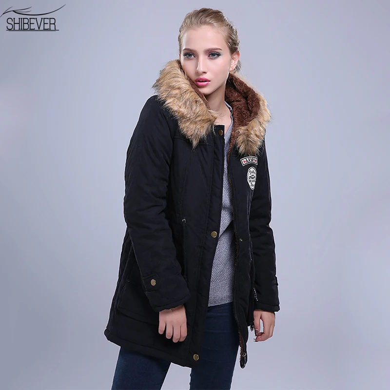 Зимнее меховое пальто, Женская Базовая куртка, хлопковая Длинная женская куртка с капюшоном, повседневное теплое Женское зимнее пальто, верхняя одежда CJT142