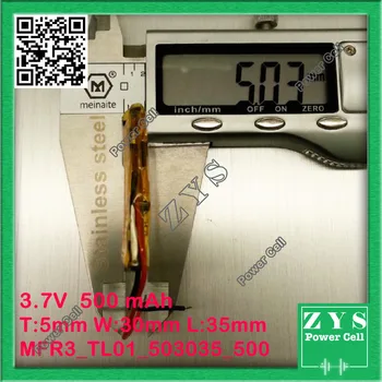 

Safety Packing (Level 4) 1 pcs. li-ion battery 3.7v 500mAh rechargeable battery 3.7 v 500 mah size: 5x30x35mm 503035 053035