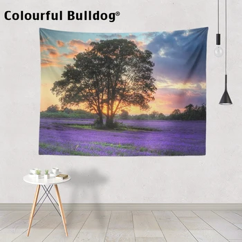 

Beautiful Mediterranean Style Wall Art Tapestry Lavender Poppy Hot Air Balloon Hanging Tapestries Home Decorative Room Bedspread