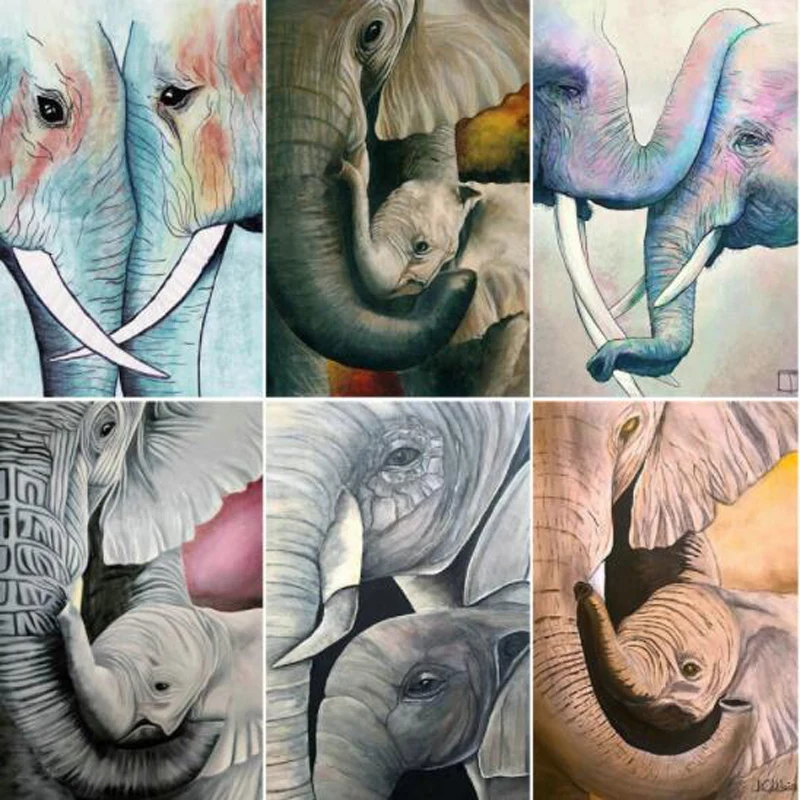 5D DIY Diamond Painting Cross Stitch picture diamond Embroidery mosaic Animal elephant icon Full square Rhinestone needlework | Дом и сад