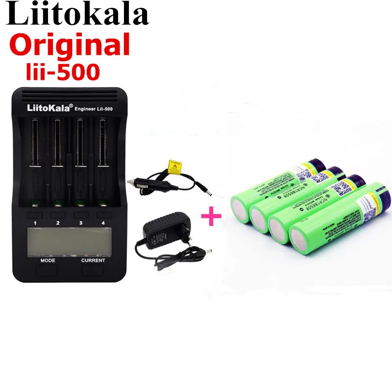 Зарядное устройство Liitokala lii 500 LCD 2018 V/100% V 3 7/1 2/18500/26650/16340 + 4 шт. для panasonic