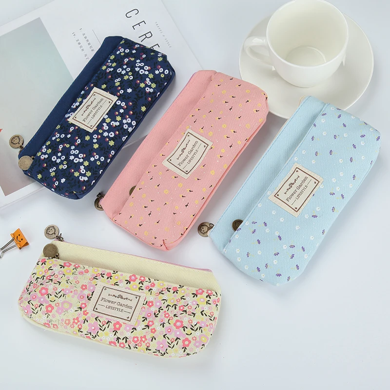 Buy 1 pcs Lovely Double Zipper Pencils Case Portable Student Stationery Storage