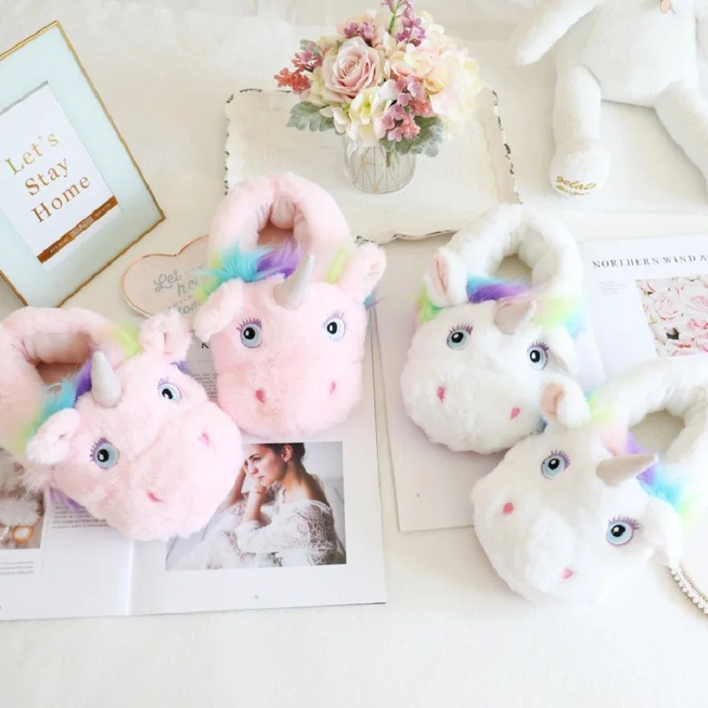 Unicorn Kid Plush Slippers -Unicorn Fashion