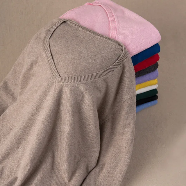 

New 12 Colors Spring Autumn Cashmere Sweater Women V-Neck Pullover Knitted Sweater female Jumper jersey mujer pull femme hiver