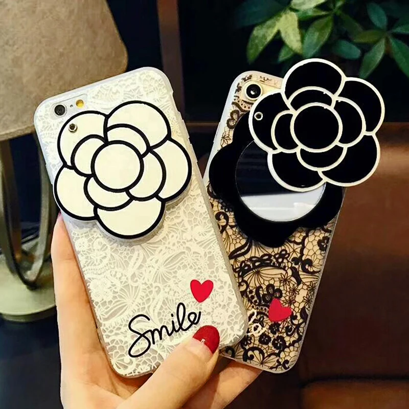 3D Luxury Flower Patterned Mirror Case For iPhone 8 7 7Plus 6 6s Case Lace Silicone Soft Case For iPhone 6 S 6s 7 8 Plus X Cover (14)