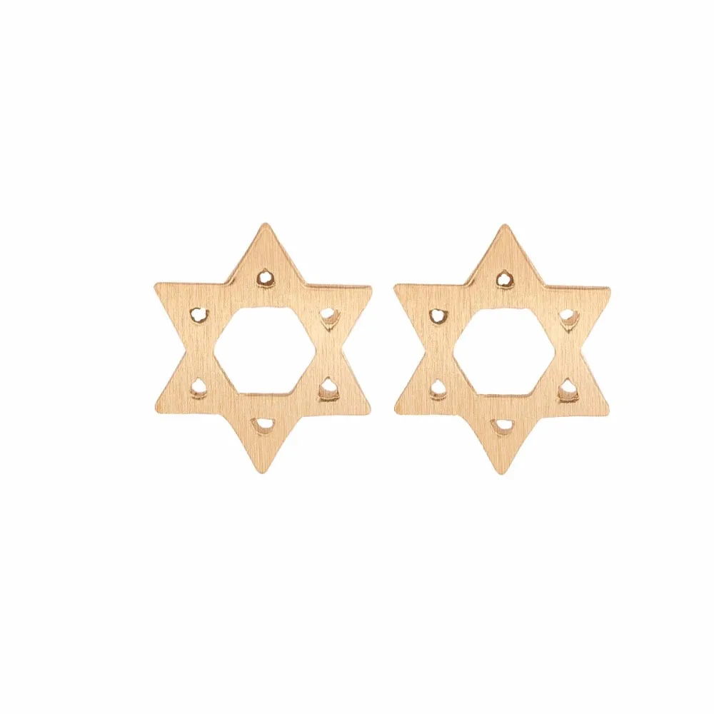 10 пара/лот милые Звезда Давида серьги шпилек латунных Brincos Ювелирные изделия цвет серебристый, Золотой розового золота Цвет подарок для нее