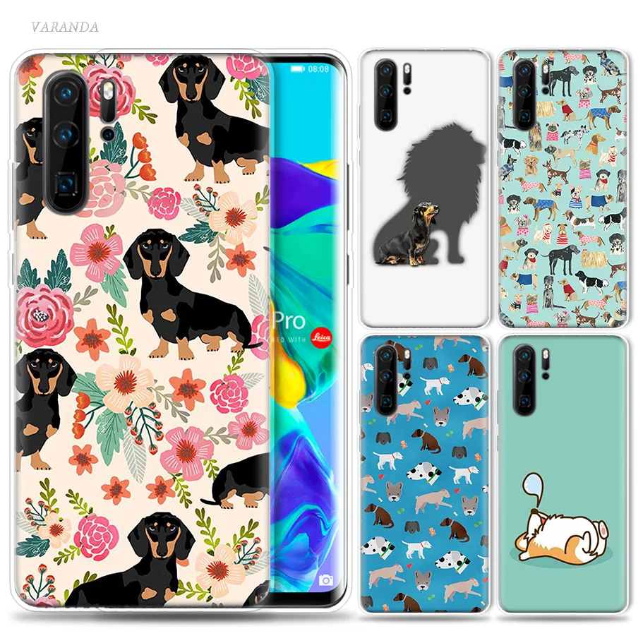 

The Dachshund Flowers Case for Huawei P20 P30 P Smart Z Plus Nova 5 5i P10 P9 Mate 10 20 lite Pro Silicone Phone Bags Funda Capa