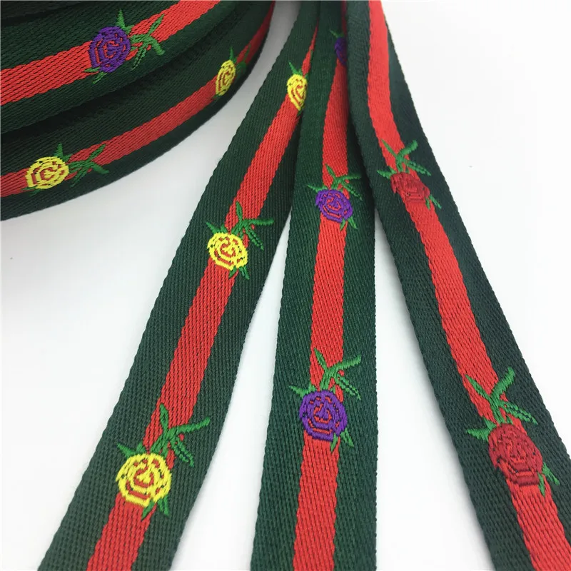 

10yard Clothing Accessories 0.87"(22mm) Rose Flower Grosgrain Ribbon,Jacquard Grosgrain Ribbon for Shoes Hats Home Decoration