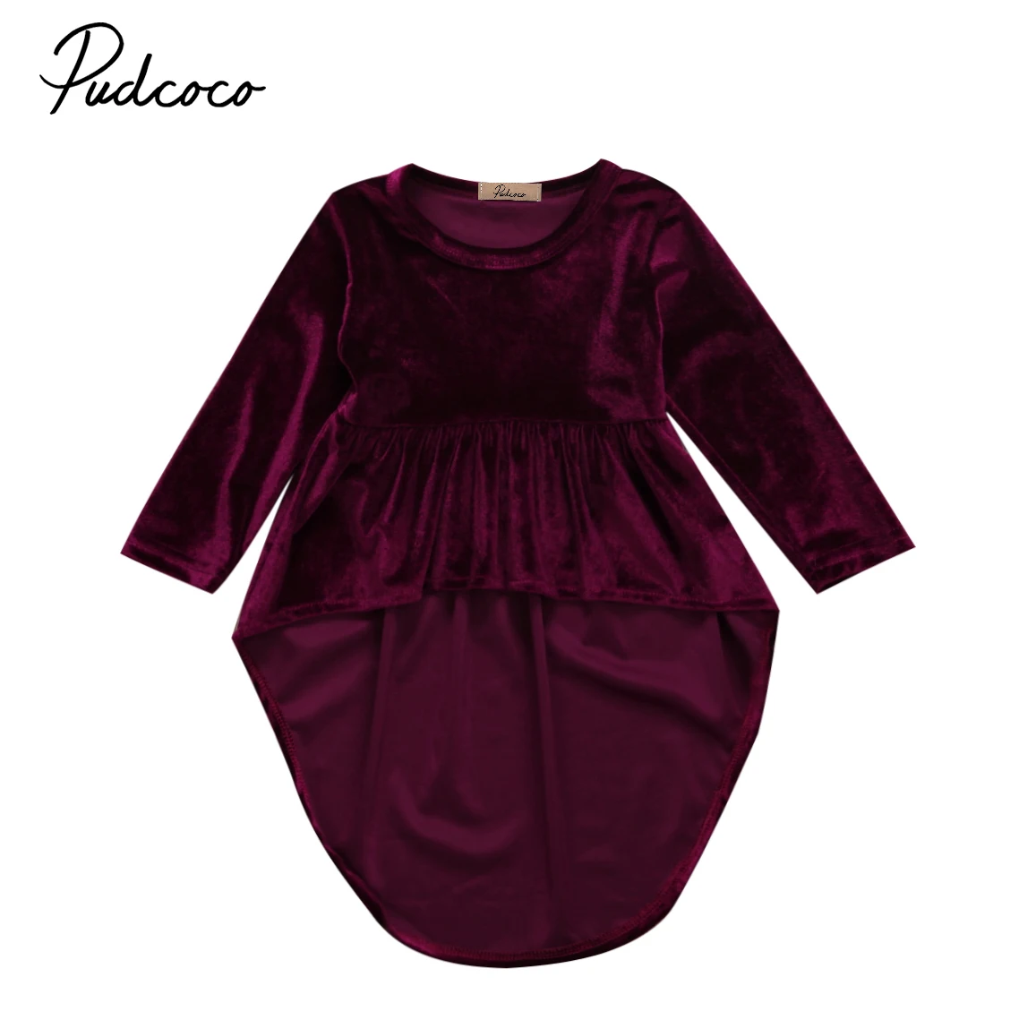 Velvet Baby Dresses Infant Baby Girls Long Sleeve Retro Dress Princess Asymmetrical Dresses Clothes Autumn Winter 0-3Y
