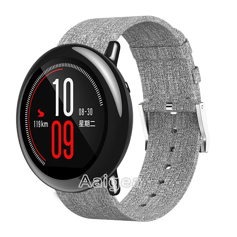 22 мм тканый текстильный ремешок для часов Ремешок Для Xiaomi Huami Amazfit PACE Смарт-часы модный нейлоновый манжет ремешок винтажный ремешок для наручных часов - Цвет ремешка: Серый